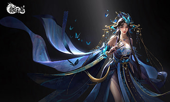 Fantasy girl, frumusete, fenceng, blue, samzzz jin, fantasy, girl HD wallpaper