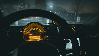Preview speedometer, car, steering wheel, night HD wallpaper