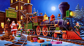 Winter Wonderland, Santa Claus, Elves, Abstract, Winter, Train, Wonderland HD wallpaper