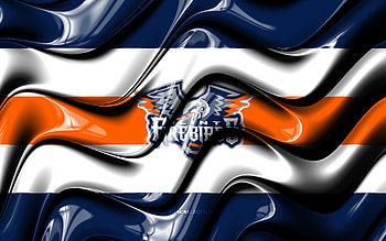 Flint Firebirds flag, , blue and white 3D waves, OHL, canadian hockey team, Flint Firebirds logo, hockey, Flint Firebirds, Canada HD wallpaper