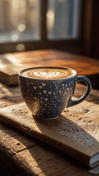 Cozy Morning Coffee with Heart Latte Art, Cup HD phone wallpaper