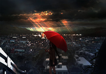 Aoko Aozaki's Radiant Journey: from Mahōtsukai no Yoru, Anime, Witch On The Holy Night, Aoko Aozaki, umbrella, sunlight HD wallpaper