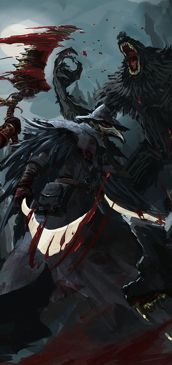 Midnight Bloodborne: Werewolf Battle — Dark Gaming , dark, battle, video game, Bloodborne, Dark Gaming HD phone wallpaper