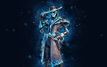 Frigid Foregoer, , blue neon lights, Fortnite Battle Royale, Fortnite characters, Frigid Foregoer Skin, Fortnite, Frigid Foregoer Fortnite HD wallpaper