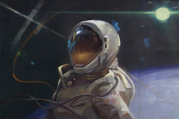 Astronaut In Butterflies, astronaut, artist, artwork, digital-art, butterfly, deviantart HD wallpaper