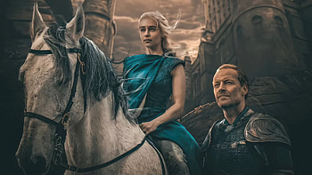 Daenerys Targaryen And Jorah Mormont, daenerys-targaryen, jorah-mormont, game-of-thrones, tv-shows, artist, artwork, digital-art HD wallpaper