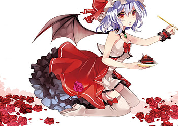 Touhou, black, roses, cute, girl, beautiful, beauty, woman, pink, anime, flower, red, paint HD wallpaper