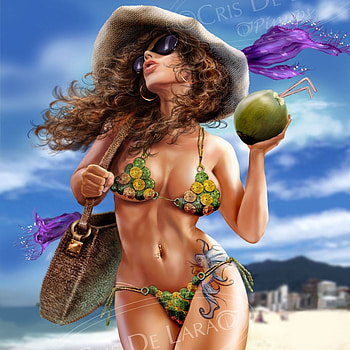 Cris De Lara, sexy, babe, model, hot, bikini, girl, beach HD wallpaper