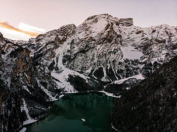 Dolomites, lake, Italy, forest, nature, mountains HD wallpaper