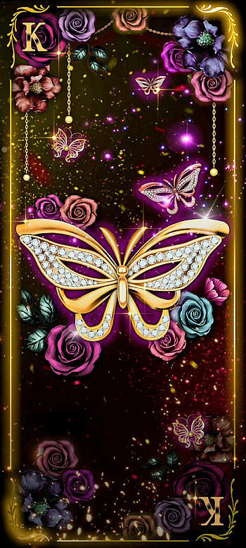 Gold Butterfly, moths_and_butterflies, pink, luxury, alphabet HD phone wallpaper