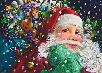 Santa's Toys, bag, painting, hat, christmas HD wallpaper