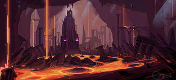 Fantasy, Art, Lock, Building, Tower, Lava HD wallpaper