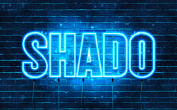 Happy Birtay Shado, , blue neon lights, Shado name, creative, Shado Happy Birtay, Shado Birtay, popular japanese male names, with Shado name, Shado HD wallpaper
