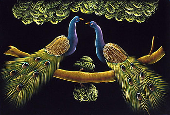 Peacocks, limb, abstract, tree HD wallpaper
