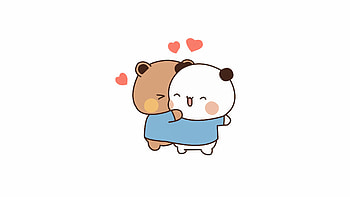 Milk & Mocha: Kawaii Minimalist Bear Hug HD wallpaper