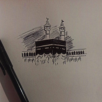 Kaba, peace, sketch, pray, home HD phone wallpaper