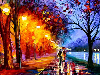Colorful Night, couples, color, full, romantic, sunset, walk, tree HD wallpaper
