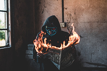 Hidden Mask Guy Burning Newspaper, mask, neon, hoodie, graphy HD wallpaper