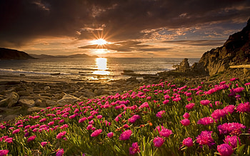 Landscape, Sunset, Sea HD wallpaper