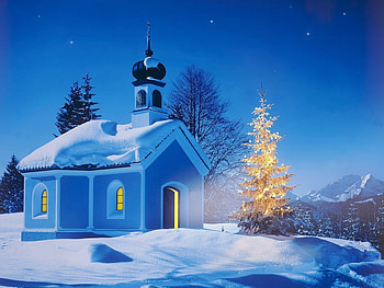 a church in winter, 3d and cg, abstract HD wallpaper