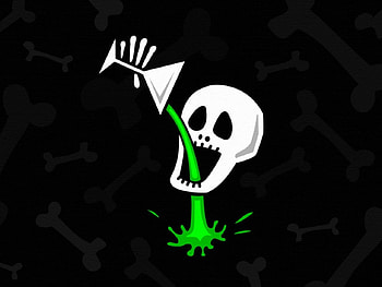 absinth, movement, black, green, skull, funny, bone, mouth HD wallpaper