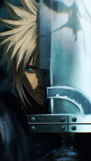 Cloud's Gaze: Blue‑Eyed Final Fantasy, video game, Final Fantasy, Cloud Strife, blue eyes HD phone wallpaper