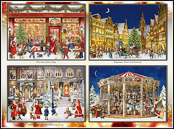 Christmas of Old, chocolate, church, collage, old, Christmas, Snow, santa, vintage, sled, carousel HD wallpaper