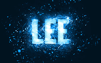 Happy Birtay Lee, , blue neon lights, Lee name, creative, Lee Happy Birtay, Lee Birtay, popular american male names, with Lee name, Lee HD wallpaper