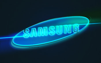 Samsung logo, , light art, Samsung emblem, blue light line background, Samsung neon logo, creative art, Samsung HD wallpaper