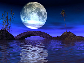 Bridge, Artistic, Moon, Night, Ocean, Sky HD wallpaper