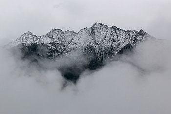Mountains Covered In Snow, mountains, nature, snow, fog, mist HD wallpaper