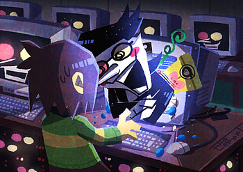 Deltarune Heroes: Kris Meets Spamton in, Spamton G. Spamton, Kris (deltarune), video game, deltarune HD wallpaper