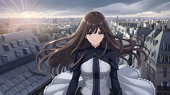 A girl on a top of a roof, AI Art, Anime, girl, anime girl HD wallpaper