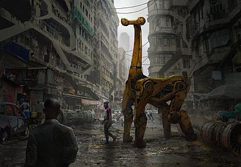 Cyberpunk City Giraffe Artwork, cyberpunk, giraffe, city, artist, artwork, digital-art HD wallpaper