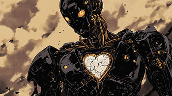Cracked Heart of the Black Automaton — Quad Sci‑Fi Robot, Sci Fi, Android, Cyborg HD wallpaper