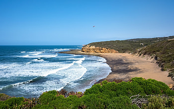 Bells Beach, Australia, waves, coast, Australia, paragliding, ocean, beach HD wallpaper