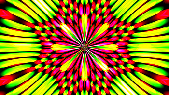 Yellow Green Red Flower Petals Fractal Abstraction Abstract HD wallpaper