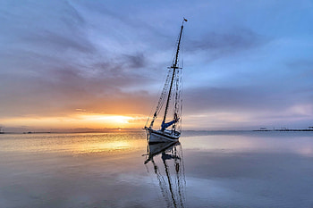 Boat Sunset, Boat, sky, nature, Sunset HD wallpaper