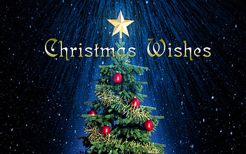 Christmas Wishes F, December, art, beautiful, illustration, star, artwork, scenery, occasion, wide screen, holiday, painting, Christmas, christmas tree HD wallpaper