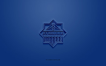 HFX Wanderers FC, creative 3D logo, blue background, Canadian Premier League, CPL, 3d emblem, Canadian soccer Club, Canada, 3d art, soccer, HFX Wanderers FC 3d logo HD wallpaper