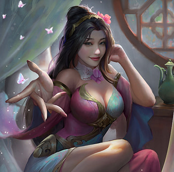 Fantasy girl, pink, fantasy, green, liujiang jin, panjinlian, girl, hand HD wallpaper