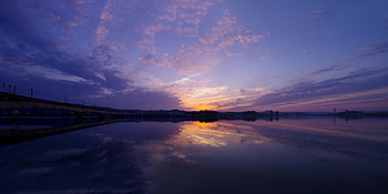 Sunset, Nature, Rivers, Twilight, Horizon, Dusk HD wallpaper