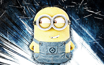 Dave, grunge art, Dave the Minion, Minions The Rise of Gru, blue abstract rays, Despicable Me, Minions, Dave Minions HD wallpaper