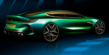 Bmw m8 gran coupe, green car, digital art HD wallpaper