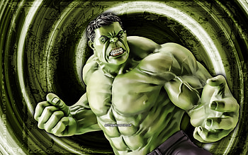Hulk, green grunge background, superheroes, Marvel Comics, vortex, Robert Bruce Banner, Hulk , Cartoon Hulk HD wallpaper