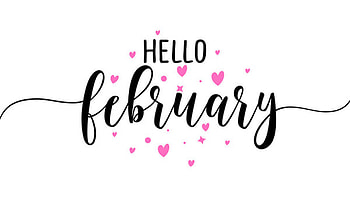 Hello February Pink Hearts White Background February HD wallpaper