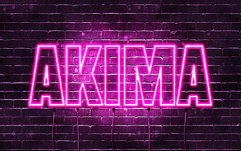 Happy Birtay Akima, , pink neon lights, Akima name, creative, Akima Happy Birtay, Akima Birtay, popular japanese female names, with Akima name, Akima HD wallpaper
