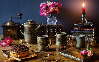 Still Life Cake and Coffee, coffee, still life, food, cake, drink HD wallpaper