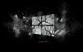 Windows logo, explosion concepts, black background, Windows 10 logo, smoke, Windows, creative art, Windows emblem HD wallpaper