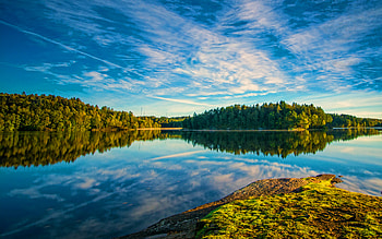 beautiful nature, , R, summer, lake, forest, blue sky, clouds, reflection HD wallpaper